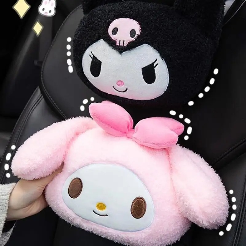 Kawaii Tech Accessories - サンリオ車のヘッドレストネックピローマイメロディクロミシナモロールかわいいガーリーハートぬいぐるみ漫画車のインテリアアクセサリーギフト