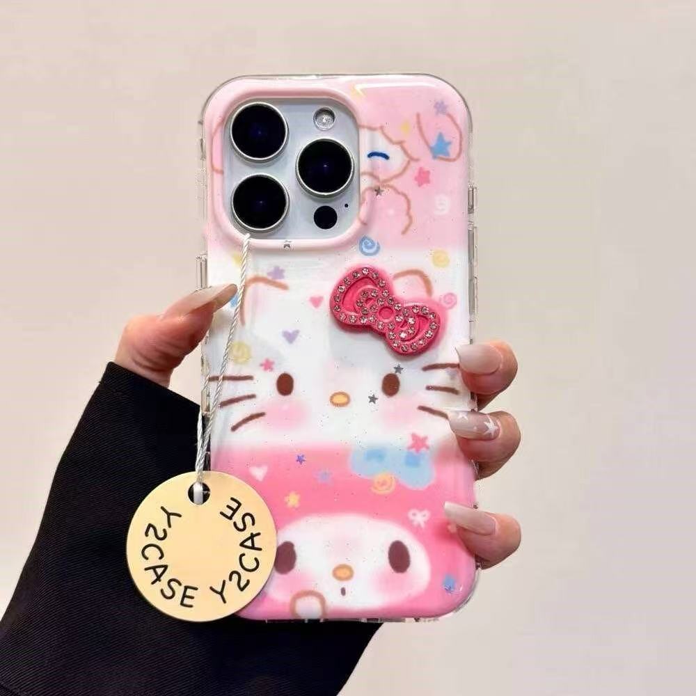 Mobile Tech Accessories - クリエイティブなアニメ風猫とウサギのソフトフォンケース iPhone 13 15 14 17