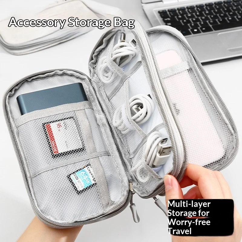 多層構造の旅行用ケーブル収納バッグ。防水仕様で、充電器、US - Tech Accessories Case のレビューと価格