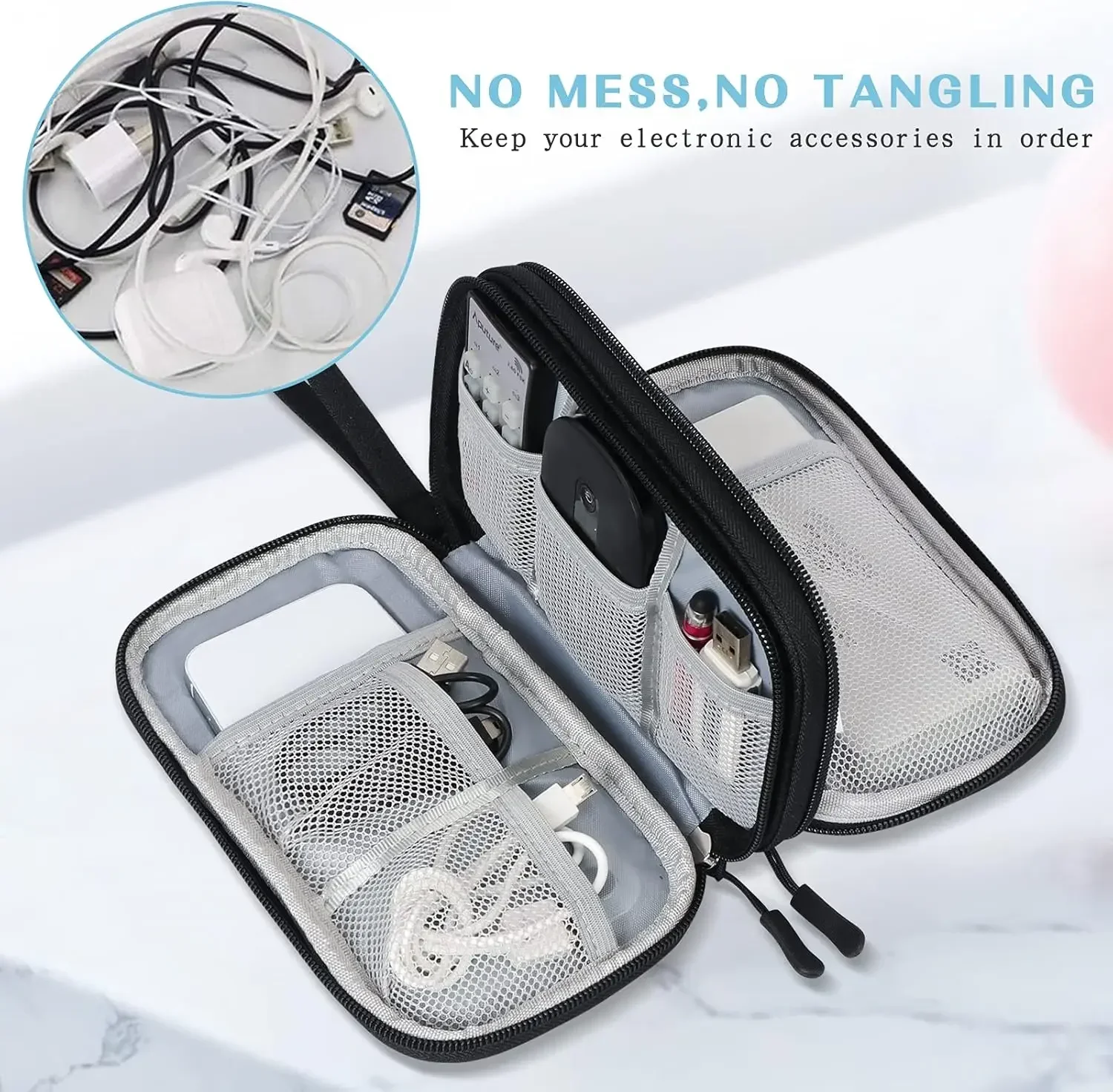 トラベルケーブルバッグ ポータブルデジタル収納ポーチ 充電器 - Tech Accessories Case のレビューと価格